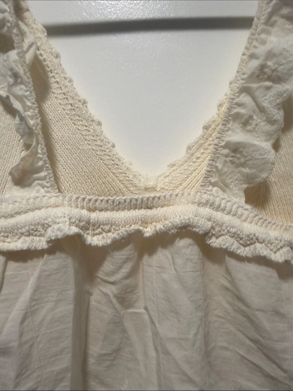 Zara Cream Crochet & Knit Tie-Front Tank - Picture 10 of 13